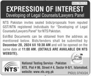 National Testing Service Pakistan (NTS) Jobs 2024-25 For Consultant Positions