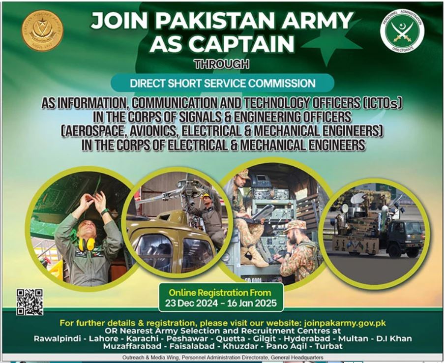 Join Pak Army Jobs 2025 As Captain Through DSSC - Apply Online