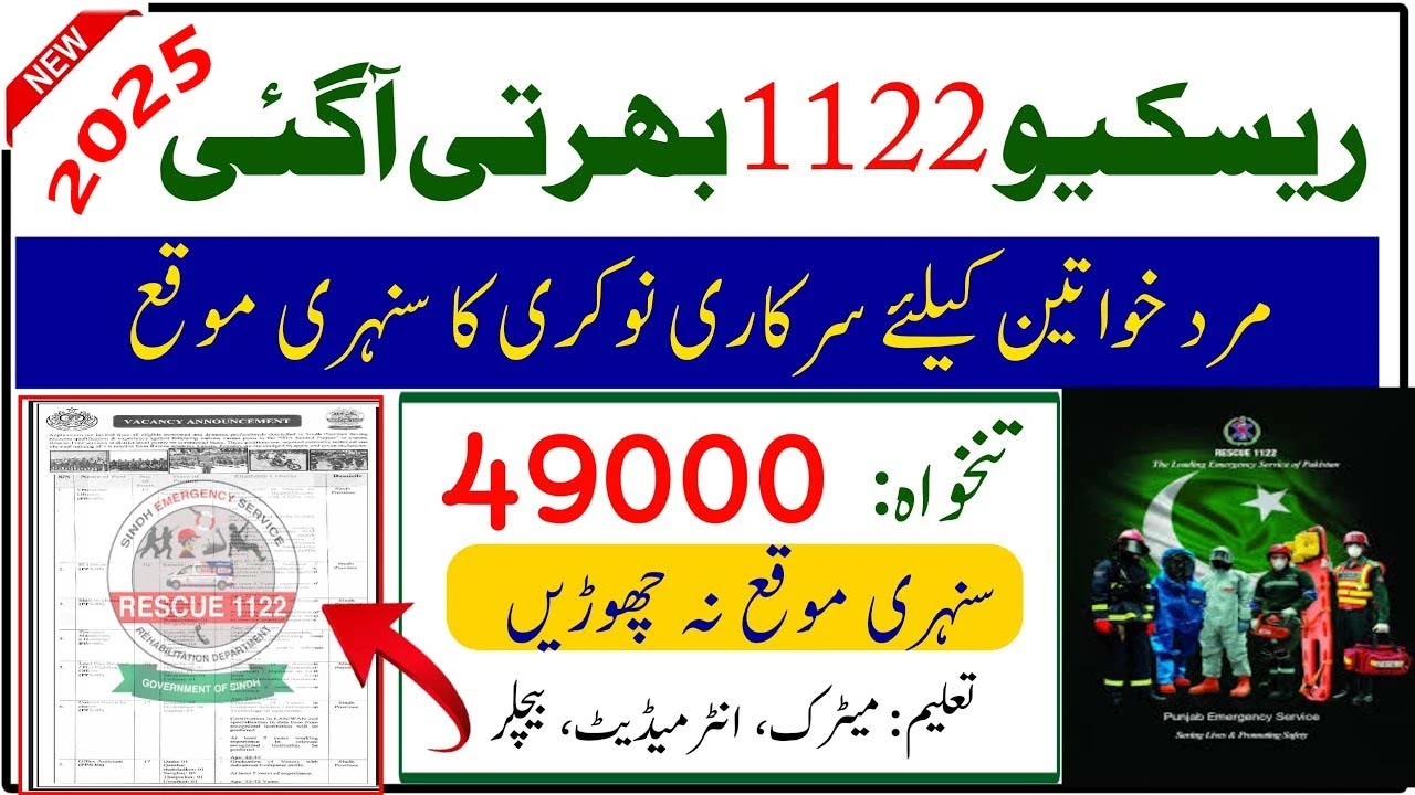 Punjab Emergency Service Rescue 1122 Jobs 2025 Apply Through ctspak.com