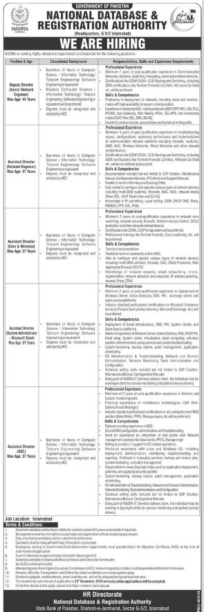 NADRA Recruitment 2024-2025: New Notification Out For Multiple Posts, Apply Online