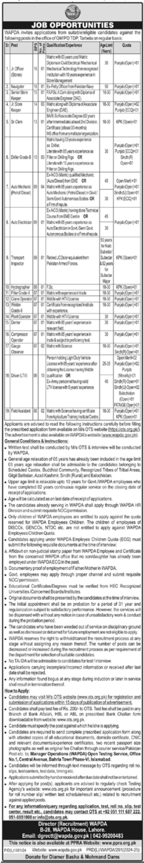 Water And Power Development Authority (WAPDA) Jobs 2025 Apply Online Through NTS