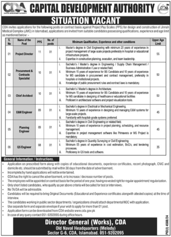 Capital Development Authority CDA Jobs 2025 Apply Process