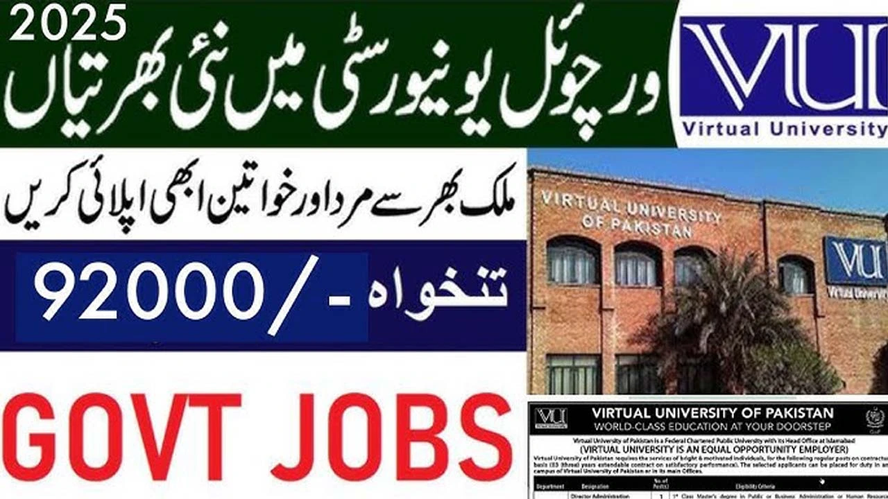 Latest Virtual University Of Pakistan Jobs 2025 Apply Online