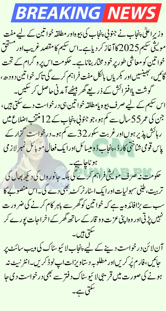 CM Punjab Launches Free Animal Scheme 2025 for Widows & Divorcees in South Punjab